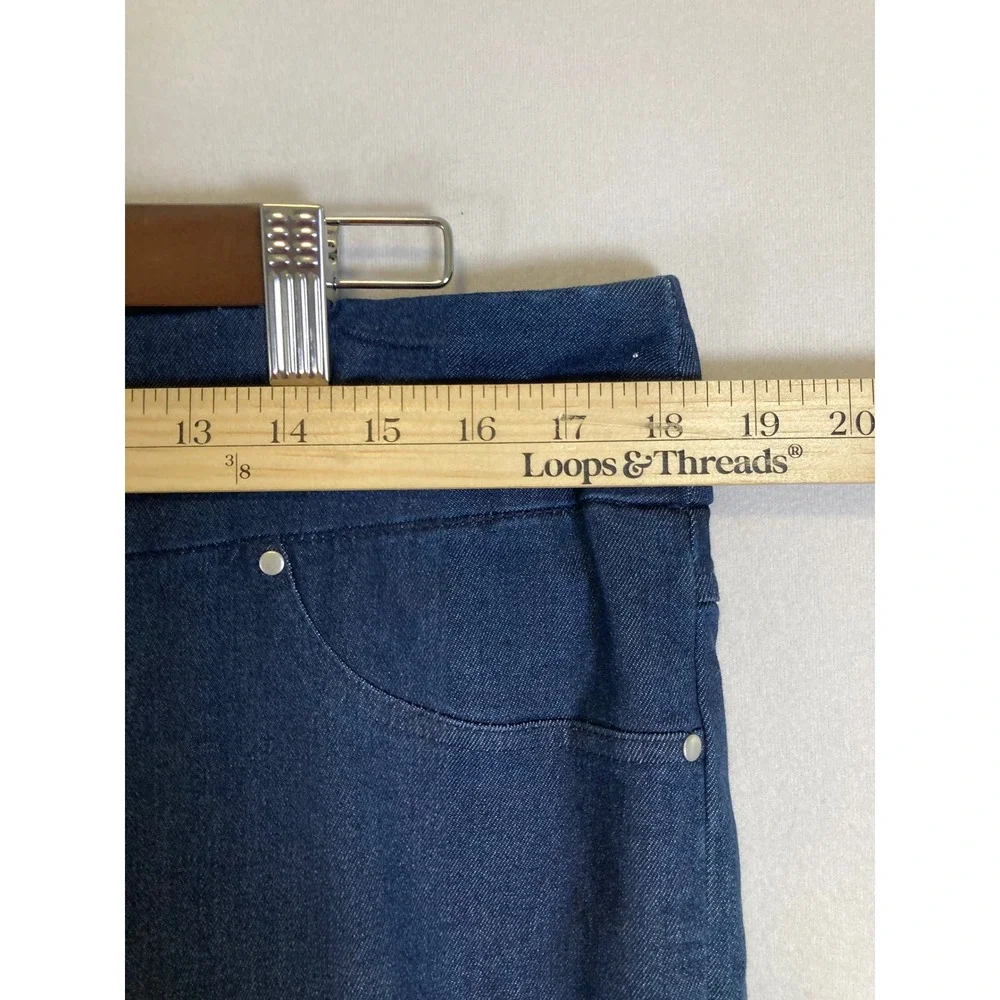 Boho Floral Ruby Rd. Womens 12 Blue Embroidered Pull-On Cropped Jeans 23100 QI‎